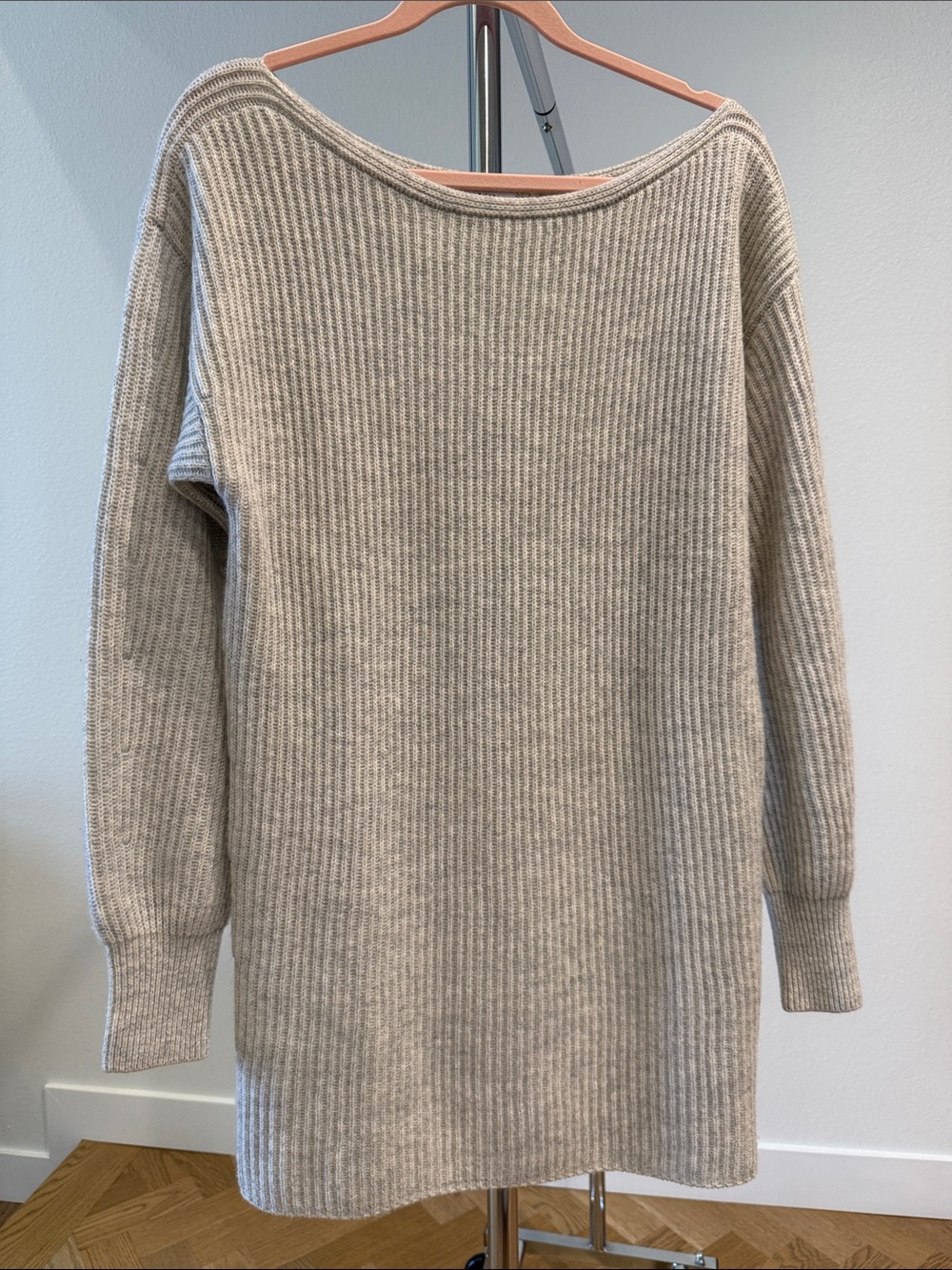 Intermix Ribbed Boatneck Sweater Mini Dress